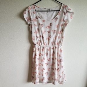Frenchi Cap Sleeve off white Floral Dress